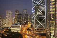 中国在香港香港银行中国街升高视图