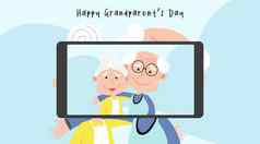 快乐祖父母的一天网络横幅插图向量