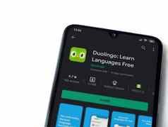 duolingo语言学习应用程序玩商店页面显示