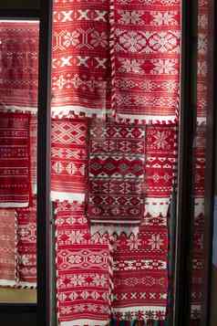 传统的少数民族斯拉夫语毛巾集合拉什尼克白俄罗斯