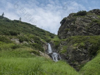 萨拉菲的<strong>落水</strong>瀑布美丽的夏天山景观齐亚尔斯卡茶田齐亚尔斯卡多丽娜谷西方基山斯洛伐克
