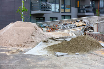 建设网站桩筛选沙子水泥背景住宅建筑开放