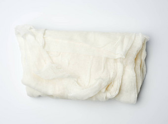 折叠棉花白色纱布织物白色背景