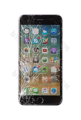 损坏的iPhone白色背景