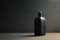 单黑色的陶瓷瓶黑暗背景