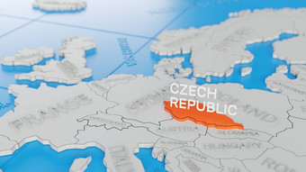 捷克共和国突出显示白色简化世界地图