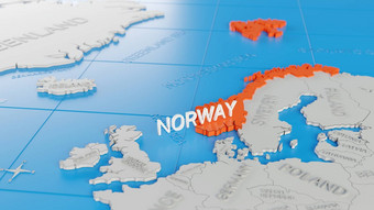 挪威突出显示白色简化世界地图数字