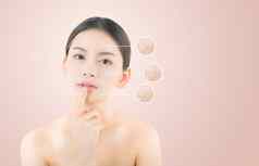护肤品健康概念美丽的亚洲年轻的女人脸
