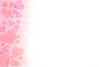 浪漫的甜蜜的迷人的粉红色的心背景水彩手绘画插图设计元素壁纸包装横幅海报摩天观景轮