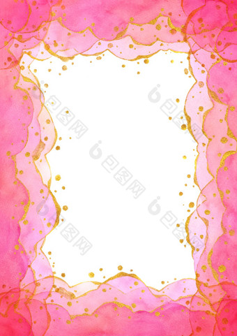 摘要水彩手绘画插图明亮的粉红色的波浪背景高决议设计卡封面打印网络婚礼情人节图片