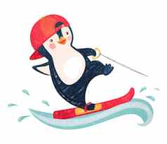企鹅水滑雪