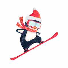 企鹅滑雪跳