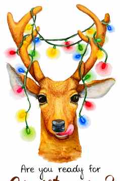 圣诞节鹿garland-text