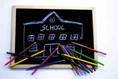 彩色的铅笔黑板学校画