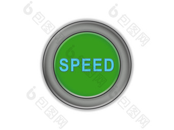 散装绿色按钮词速度白色背景