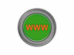绿色三维按钮标签WWW白色背景
