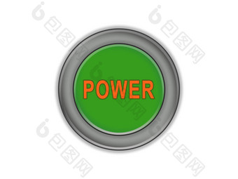 散装绿色按钮权力白色背景