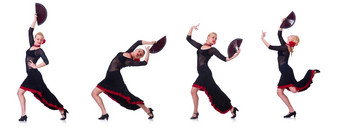 女人跳舞西班牙语跳舞孤立的白色