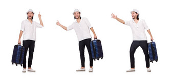 旅行假期概念行李白色