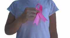 女人粉红色的丝带乳房癌症意识概念健康护理医学