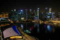 新加坡6月晚上前视图新加坡城市wid