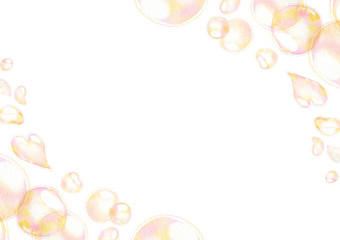 框架肥皂空气泡沫海底效果水彩手绘画隔离白色背景