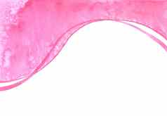 光滑的粉红色的曲线丝带手绘摘要水彩白色背景