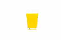 玻璃黄色的柠檬水绝缘白色背景