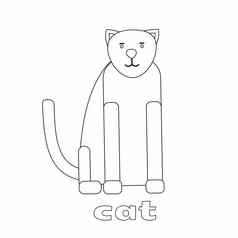 插图猫卡通着色书