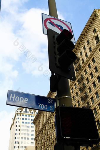街标志希望街市中心这些洛杉矶