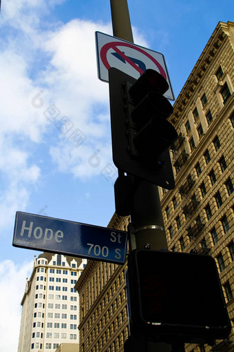 街标志希望街市中心这些洛杉矶