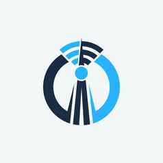 无线沟通网络塔业务标志设计模板轮孤立的图标标识无线网络摘要传输元素