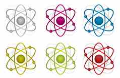 色彩斑斓的原子插图设计白色背景