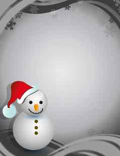 冬天雪人圣诞节卡插图设计