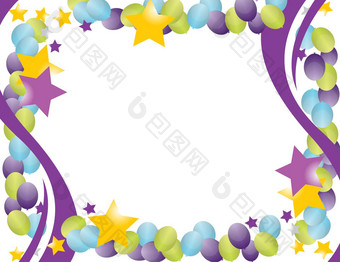 庆祝活动气球框架星星孤立的白色引入
