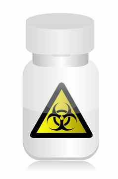 医学瓶警告标志白色背景