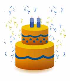 色彩斑斓的生日蛋糕插图设计孤立的白色