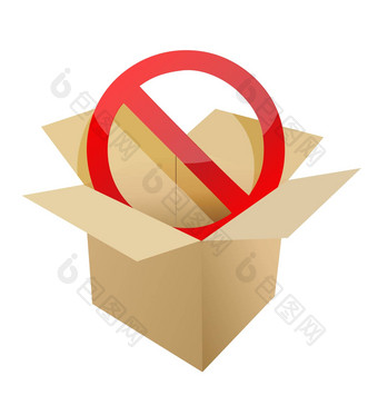 红色的停止象征纸箱盒子插图设计