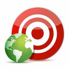 红色的目标绿色全球插图设计白色