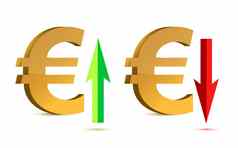 欧元提高下降标志插图设计