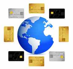 全球信贷卡片插图设计白色