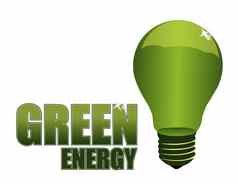 绿色能源电灯泡孤立的白色背景