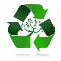 清洁环境概念上的回收象征绿色树