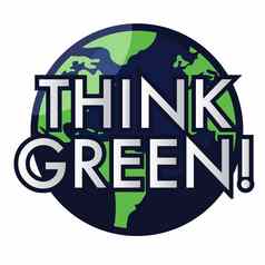 插图地球地球单词“想绿色”