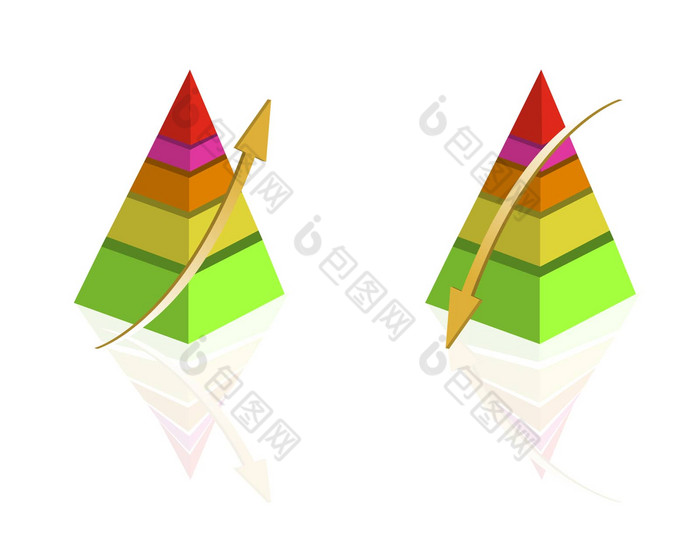 金字塔色彩斑斓的图模板孤立的白色使用