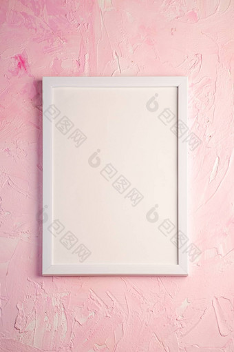 白色空模板图片框架变形明亮的粉红色的背景