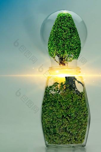 摘要光灯泡树清洁能源概念可持续发展的