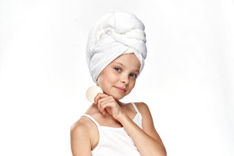 女孩毛巾头棉花垫皮肤护理生活方式卫生