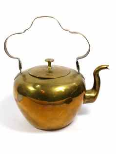 古董古董水壶茶能金属白色背景