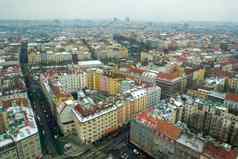 布拉格冬天城市景观灰色一天视图住宅公寓建筑